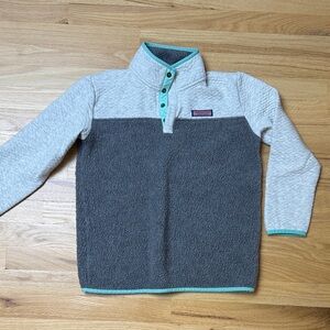 Vineyard Vines Gray and Teal Kids Quilted and Fleece Sheps Shirt